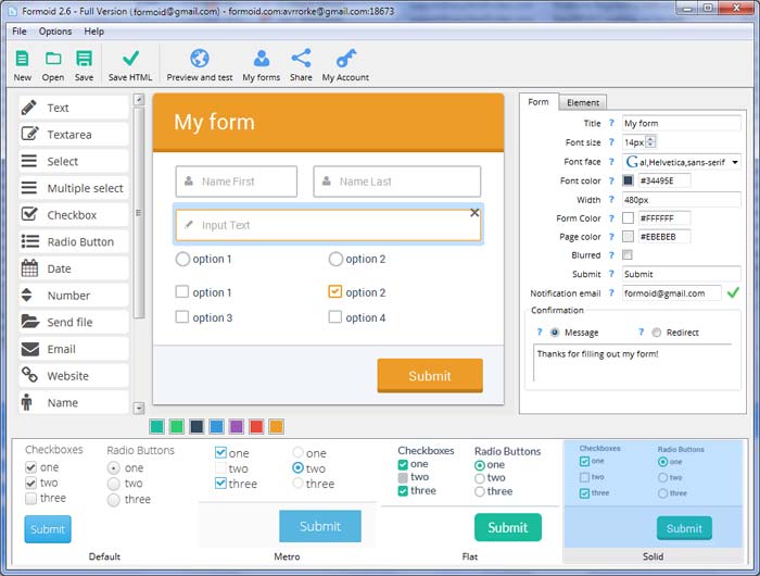 visual studio web form builder but for java and html